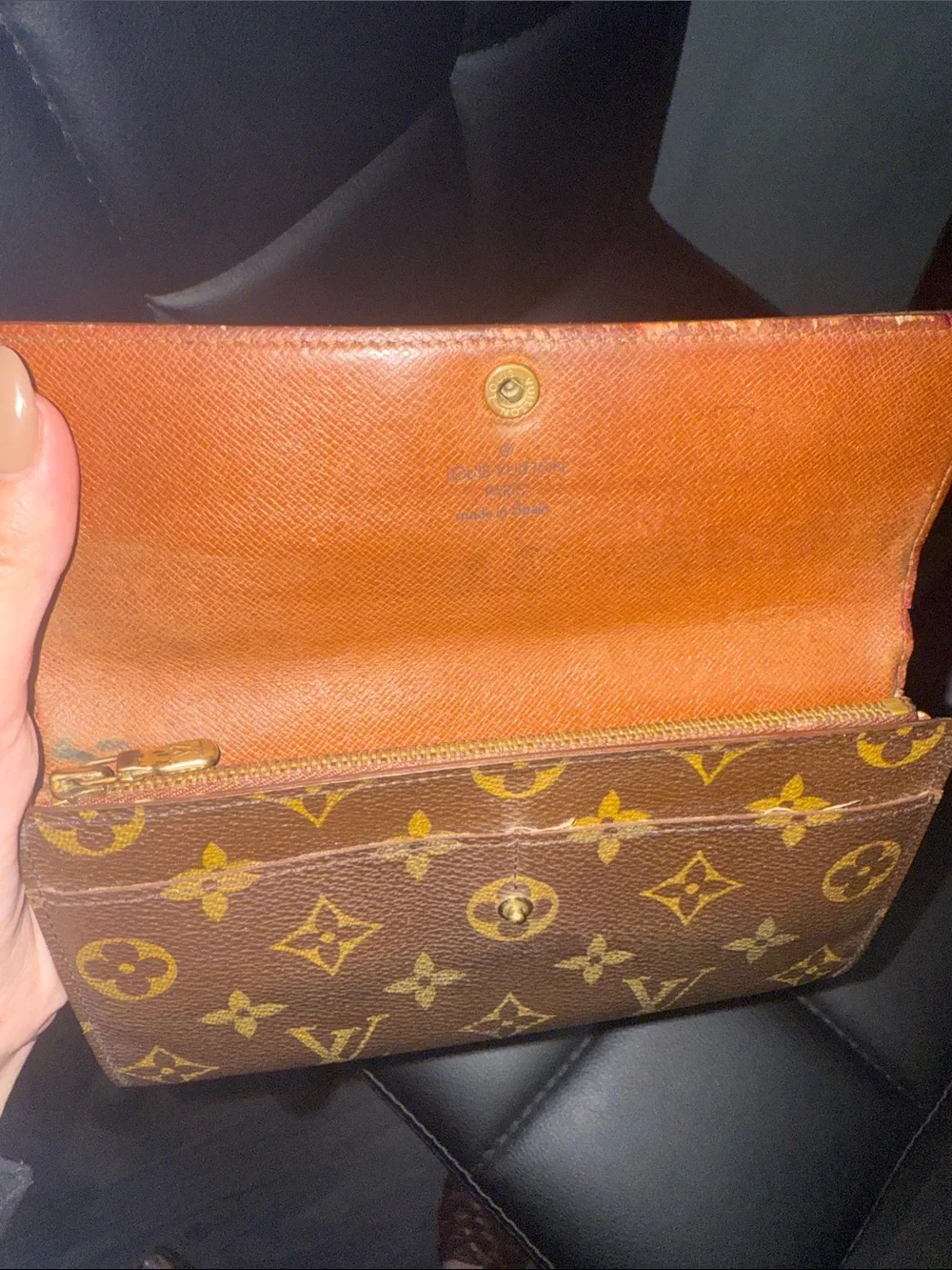 Louis Vuitton Monogram Canvas Flap Wallet - Dark Brown with Gold Hardware